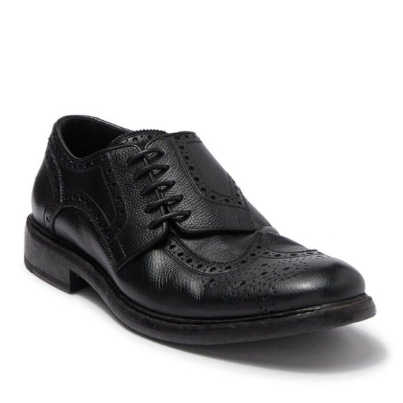 $800 BURBERRY Rayford Wingtip Lace-Up Derby BLACK LEATHER shoes 40 (SE12) - Picture 1 of 9